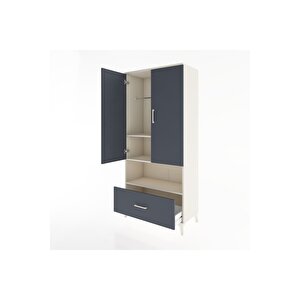 Hyperion Dolap 3 Raflı Tek Çekmeceli Tek Askılı 88x44x195 Aytaşı-antrasit