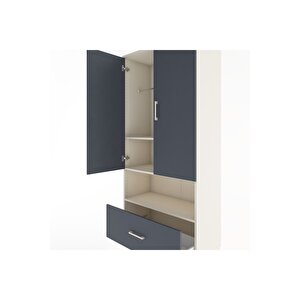 Hyperion Dolap 3 Raflı Tek Çekmeceli Tek Askılı 88x44x195 Aytaşı-antrasit