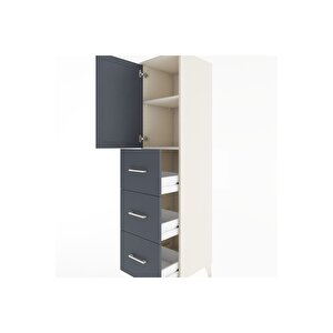 Hyperion Dolap 2 Raflı 3 Çekmeceli Tek Kapaklı 44x44x182 Aytaşı-antrasit