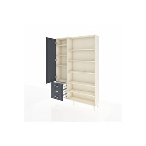 Arges Gardrop 9 Raflı 3 Çekmeceli 3 Kapaklı 132x30x195 Aytaşı-antrasit