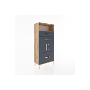 Hyperion Dolap 2 Raflı 3 Çekmeceli 2 Kapaklı 60x44x134 Çam-antrasit