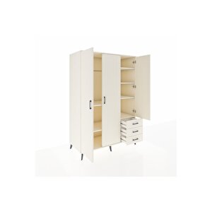 Kronos Dolap 6 Raflı 3 Çekmeceli Tek Askılı 132x59x195 Aytaşı-aytaşı/aytaşı