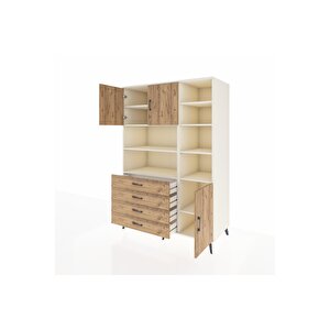 Kronos Dolap 9 Raflı 4 Çekmeceli 3 Kapaklı 132x59x195 Aytaşı-çam/çam