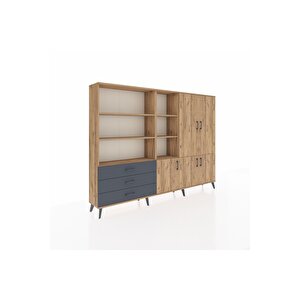 Arges Dolap 11 Raflı 3 Çekmeceli 5 Kapaklı 220x30x163 Çam-çam/antrasit