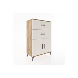 Hyperion Dolap Tek Raflı 2 Çekmeceli 2 Kapaklı 88x44x134 Çam-aytaşı