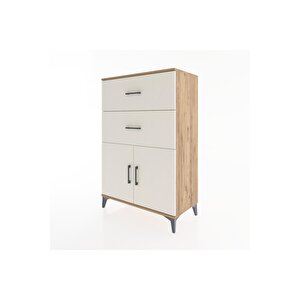 Hyperion Dolap Tek Raflı 2 Çekmeceli 2 Kapaklı 88x44x134 Çam-aytaşı