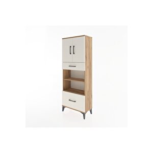 Arges Dolap 4 Raflı 2 Çekmeceli 2 Kapaklı 60x30x163 Çam-aytaşı