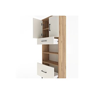 Arges Dolap 4 Raflı 2 Çekmeceli 2 Kapaklı 60x30x163 Çam-aytaşı