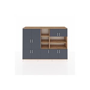 Hyperion Dolap 14 Raflı 9 Kapaklı 220x44x163 Çam-antrasit/çam