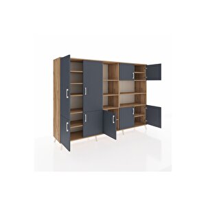 Hyperion Dolap 14 Raflı 9 Kapaklı 220x44x163 Çam-antrasit/çam