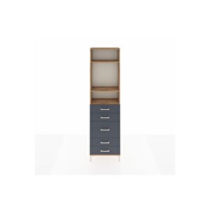 Arges Dolap 3 Raflı 5 Çekmeceli 60x30x221 Çam-antrasit