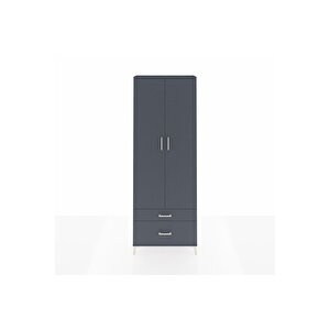 Arges Dolap 4 Raflı 2 Çekmeceli 2 Kapaklı 88x30x243 Antrasit-antrasit