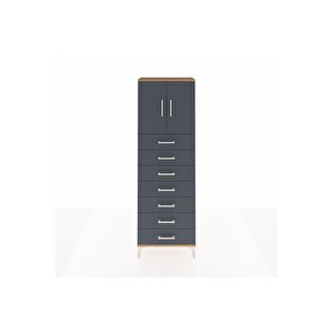 Arges Dolap 2 Raflı 7 Çekmeceli 2 Kapaklı 60x30x182 Çam-antrasit