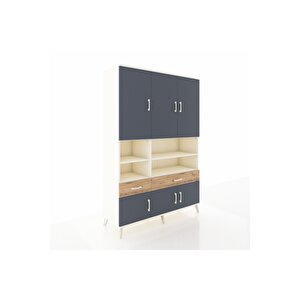 Hyperion Dolap 8 Raflı 2 Çekmeceli 6 Kapaklı 132x44x195 Aytaşı-antrasit/çam