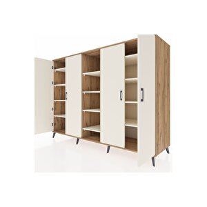 Kronos Dolap 12 Raflı 4 Kapaklı 220x59x163 Çam-aytaşı