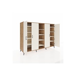 Kronos Dolap 12 Raflı 4 Kapaklı 220x59x163 Çam-aytaşı