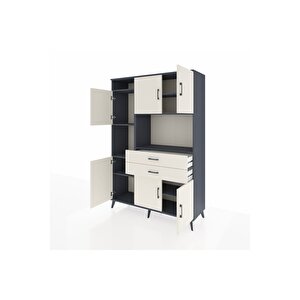 Hyperion Gardrop 8 Raflı 2 Çekmeceli 6 Kapaklı 132x44x195 Antrasit-aytaşı