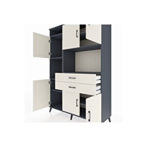 Hyperion Gardrop 8 Raflı 2 Çekmeceli 6 Kapaklı 132x44x195 Antrasit-aytaşı