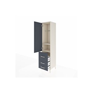 Hyperion Dolap 2 Raflı 3 Çekmeceli Tek Askılı 44x44x195 Aytaşı-antrasit