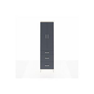 Arges Dolap 2 Raflı 3 Çekmeceli Tek Askılı 60x30x221 Aytaşı-antrasit