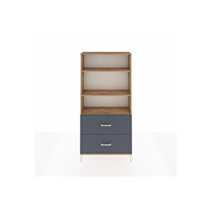 Arges Dolap 3 Raflı 2 Çekmeceli 88x30x182 Çam-antrasit