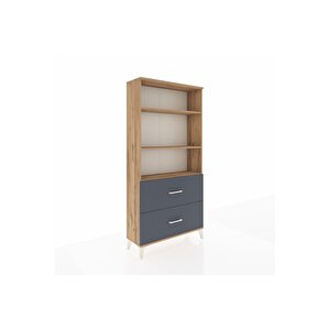 Arges Dolap 3 Raflı 2 Çekmeceli 88x30x182 Çam-antrasit