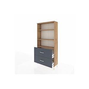 Arges Dolap 3 Raflı 2 Çekmeceli 88x30x182 Çam-antrasit