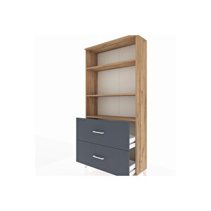 Arges Dolap 3 Raflı 2 Çekmeceli 88x30x182 Çam-antrasit