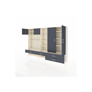 Arges Dolap 12 Raflı 4 Çekmeceli 4 Kapaklı 220x30x163 Aytaşı-antrasit