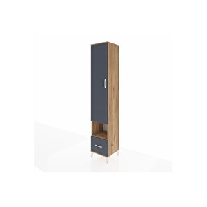 Hyperion Dolap 4 Raflı Tek Çekmeceli Tek Askılı 44x44x243 Çam-antrasit