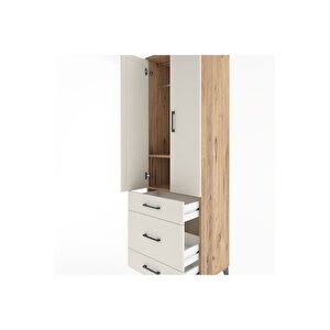 Hyperion Dolap 2 Raflı 3 Çekmeceli Tek Askılı 60x44x195 Çam-aytaşı