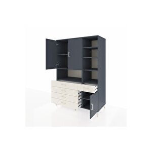 Kronos Dolap 8 Raflı 5 Çekmeceli 3 Kapaklı 132x59x195 Antrasit-antrasit/aytaşı