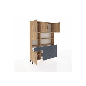 Arges Dolap 9 Raflı 4 Çekmeceli 4 Kapaklı 132x30x195 Çam-çam/antrasit