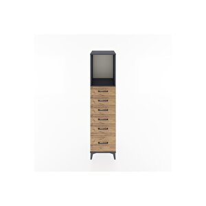 Hyperion Dolap Tek Raflı 6 Çekmeceli 44x44x182 Antrasit-çam