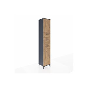 Hyperion Dolap 3 Raflı 3 Çekmeceli 2 Kapaklı 44x44x243 Antrasit-çam
