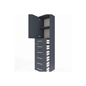 Arges Dolap 2 Raflı 6 Çekmeceli Tek Kapaklı 44x30x182 Antrasit-antrasit