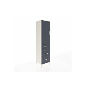 Hyperion Dolap 3 Raflı 4 Çekmeceli Tek Kapaklı 44x44x195 Aytaşı-antrasit