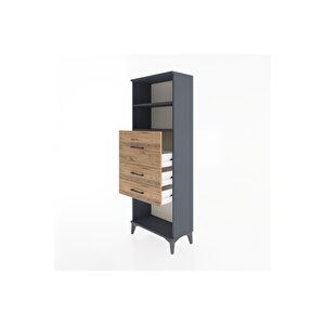 Arges Dolap 2 Raflı 3 Çekmeceli 60x30x163 Antrasit-çam