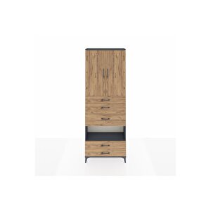 Arges Dolap 4 Raflı 5 Çekmeceli 2 Kapaklı 88x30x243 Antrasit-çam