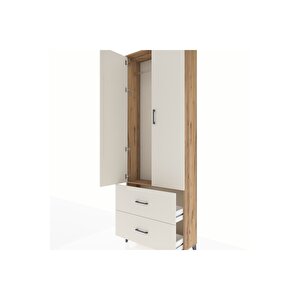 Arges Dolap Tek Raflı 2 Çekmeceli Tek Askılı 88x30x243 Çam-aytaşı