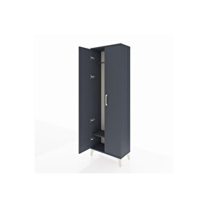 Arges Dolap Tek Raflı 2 Kapaklı Tek Askılı 60x30x182 Antrasit-antrasit