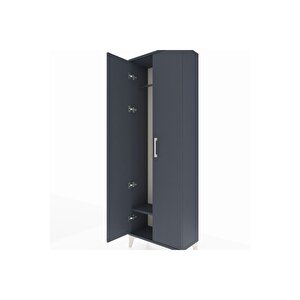 Arges Dolap Tek Raflı 2 Kapaklı Tek Askılı 60x30x182 Antrasit-antrasit