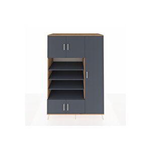 Kronos Dolap 11 Raflı 5 Kapaklı 132x59x195 Çam-antrasit/antrasit