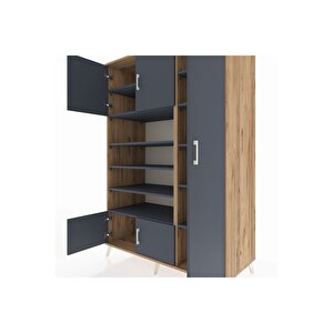 Kronos Dolap 11 Raflı 5 Kapaklı 132x59x195 Çam-antrasit/antrasit