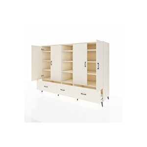 Kronos Dolap 12 Raflı 3 Çekmeceli 4 Kapaklı 220x59x163 Aytaşı-aytaşı