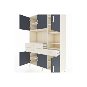 Hyperion Dolap 10 Raflı 3 Çekmeceli 6 Kapaklı 132x44x195 Aytaşı-antrasit/aytaşı