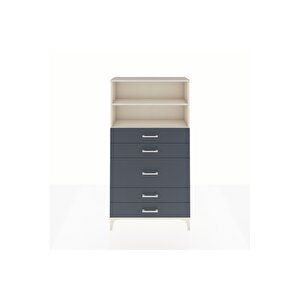 Arges Dolap 2 Raflı 5 Çekmeceli 88x30x163 Aytaşı-antrasit