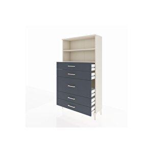 Arges Dolap 2 Raflı 5 Çekmeceli 88x30x163 Aytaşı-antrasit