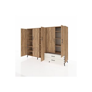 Hyperion Dolap 12 Raflı 2 Çekmeceli 7 Kapaklı 220x44x163 Çam-çam/aytaşı