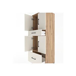 Hyperion Dolap 2 Raflı 2 Çekmeceli 4 Kapaklı 60x44x163 Çam-aytaşı